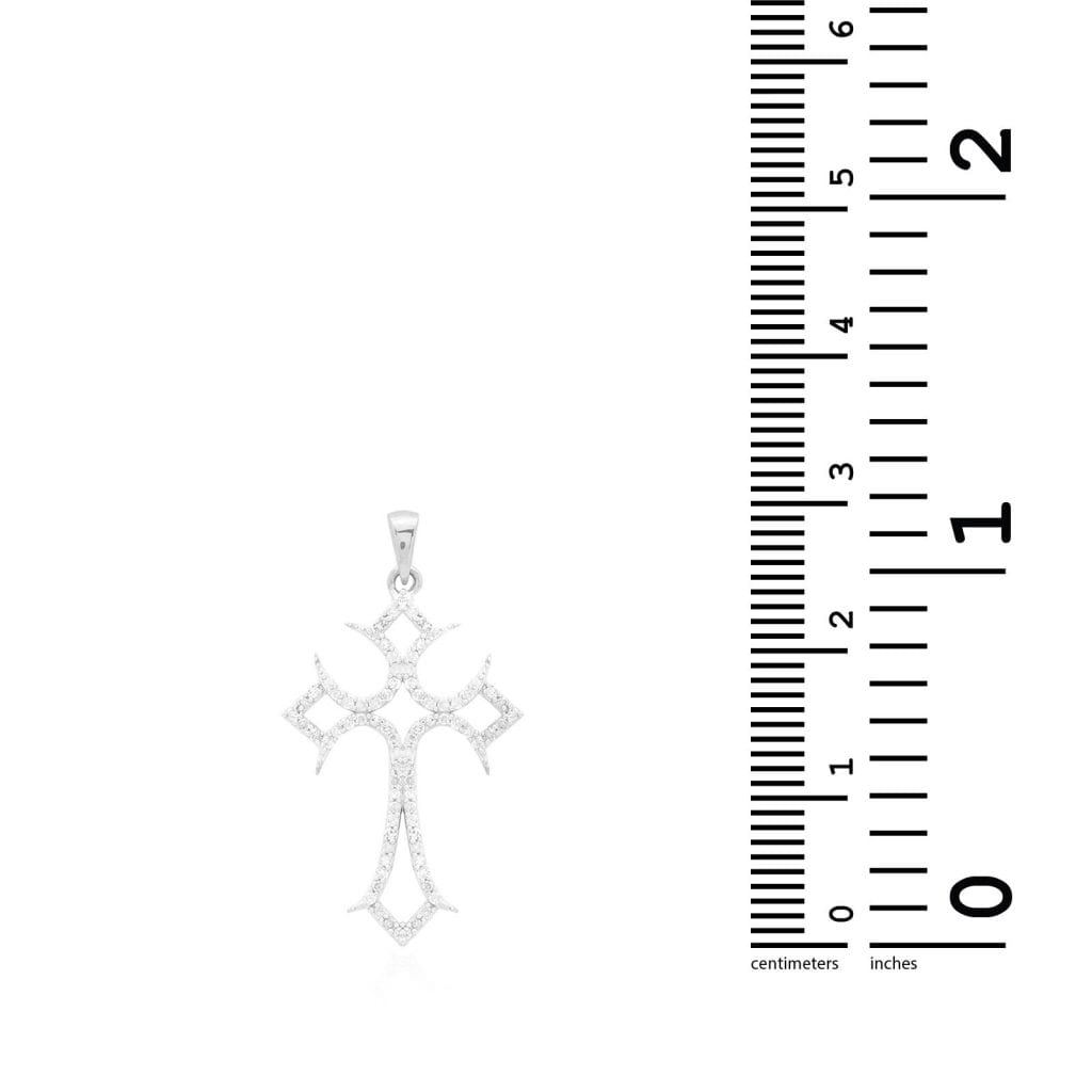 0.30CT Real Diamond Round 10k Solid Gold Cross Religious Charm Pendant White