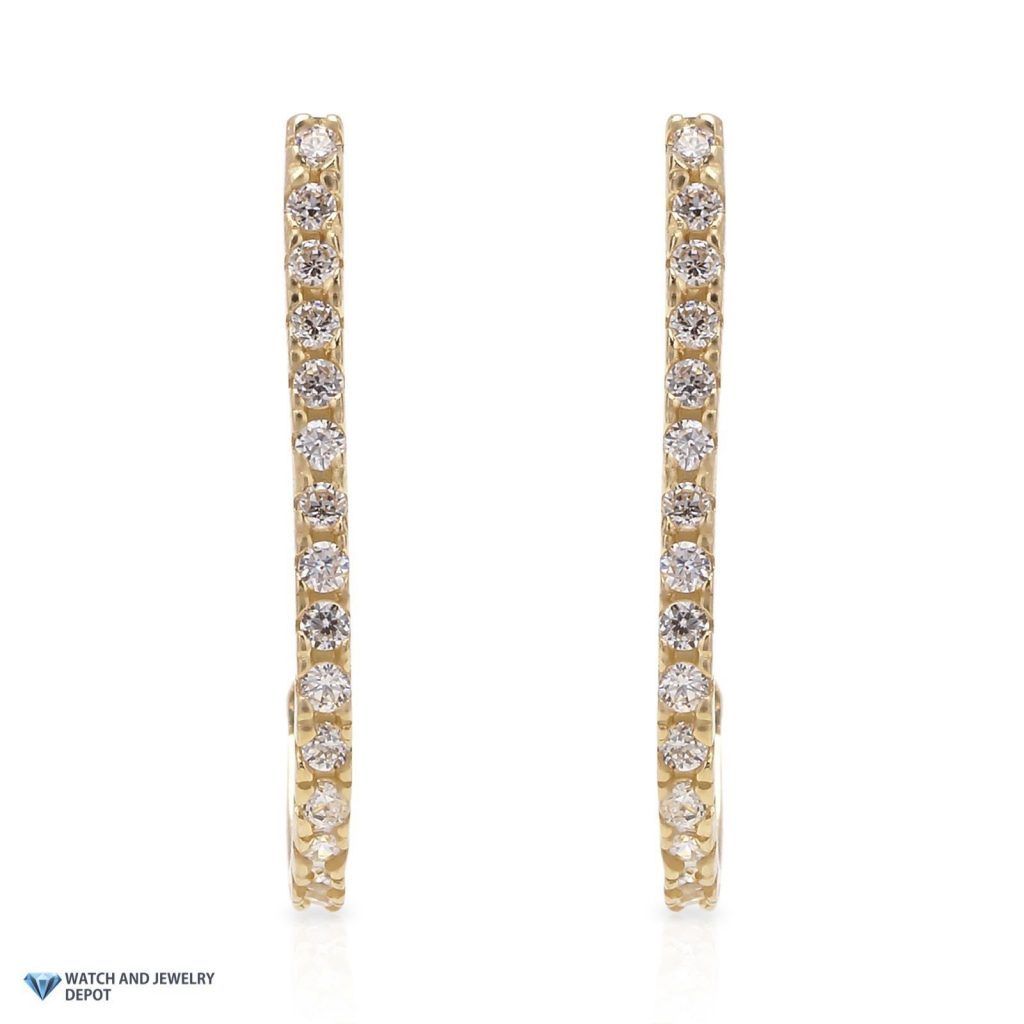 14K Yellow Gold 0.40Ct CZ Suspender J Hook Earrings