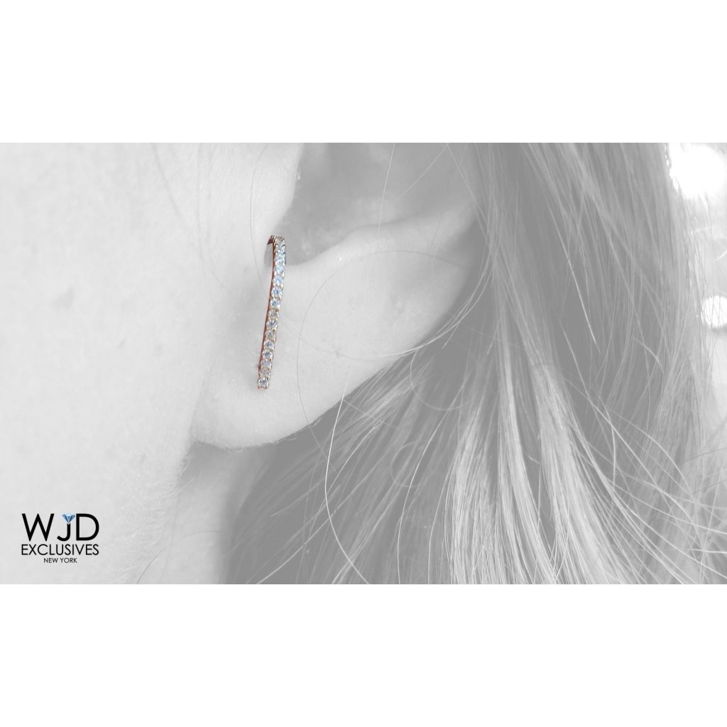 14K Yellow Gold 0.40Ct CZ Suspender J Hook Earrings