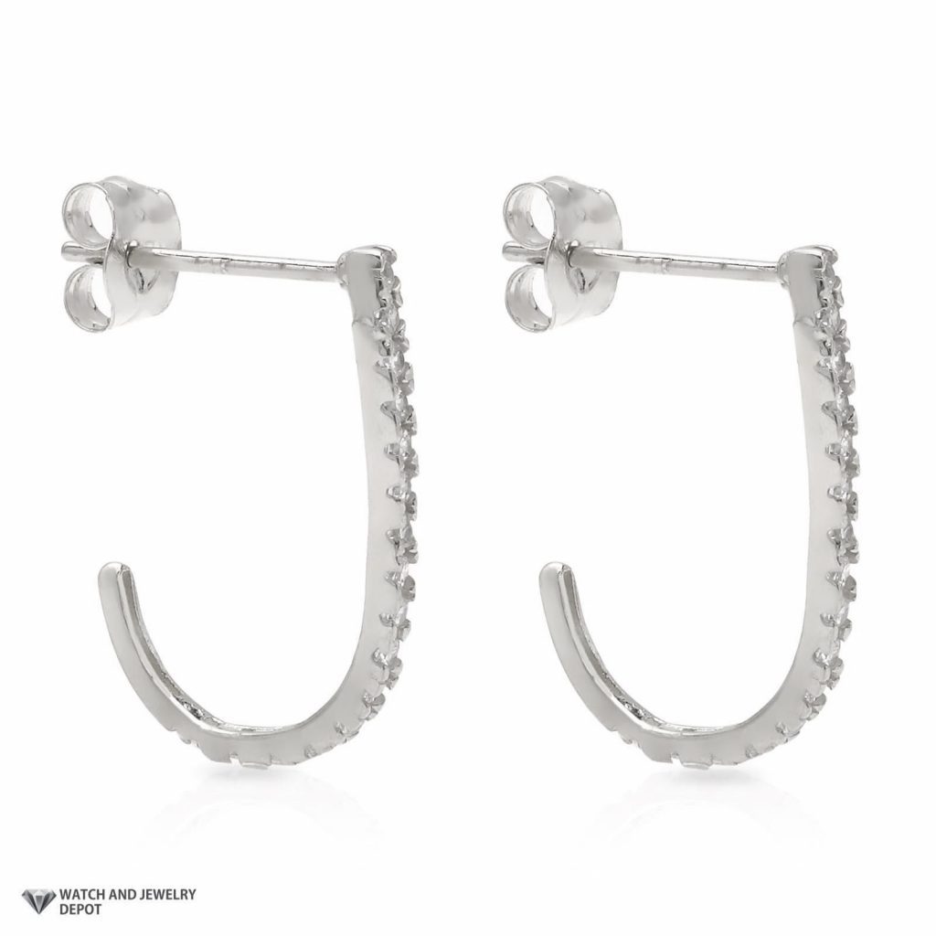 14K Yellow Gold 0.40Ct CZ Suspender J Hook Earrings