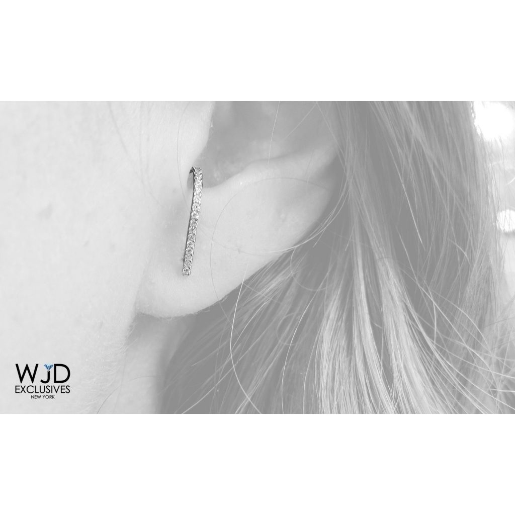 14K Yellow Gold 0.40Ct CZ Suspender J Hook Earrings