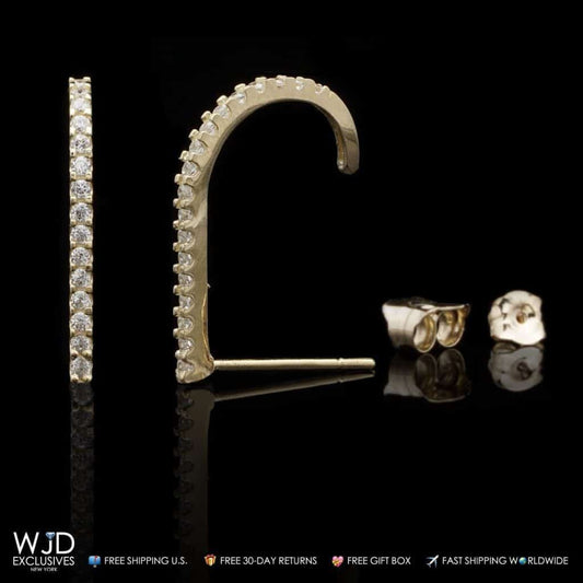 14K Yellow Gold 0.40Ct CZ Suspender J Hook Earrings