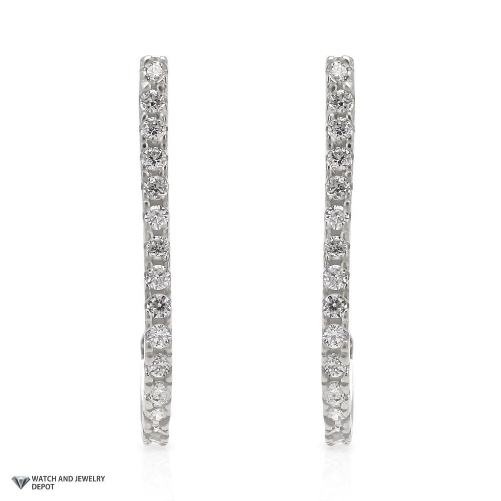 0.40Ct Created Diamond 14K White Gold Rounded Suspender J Hook Earrings