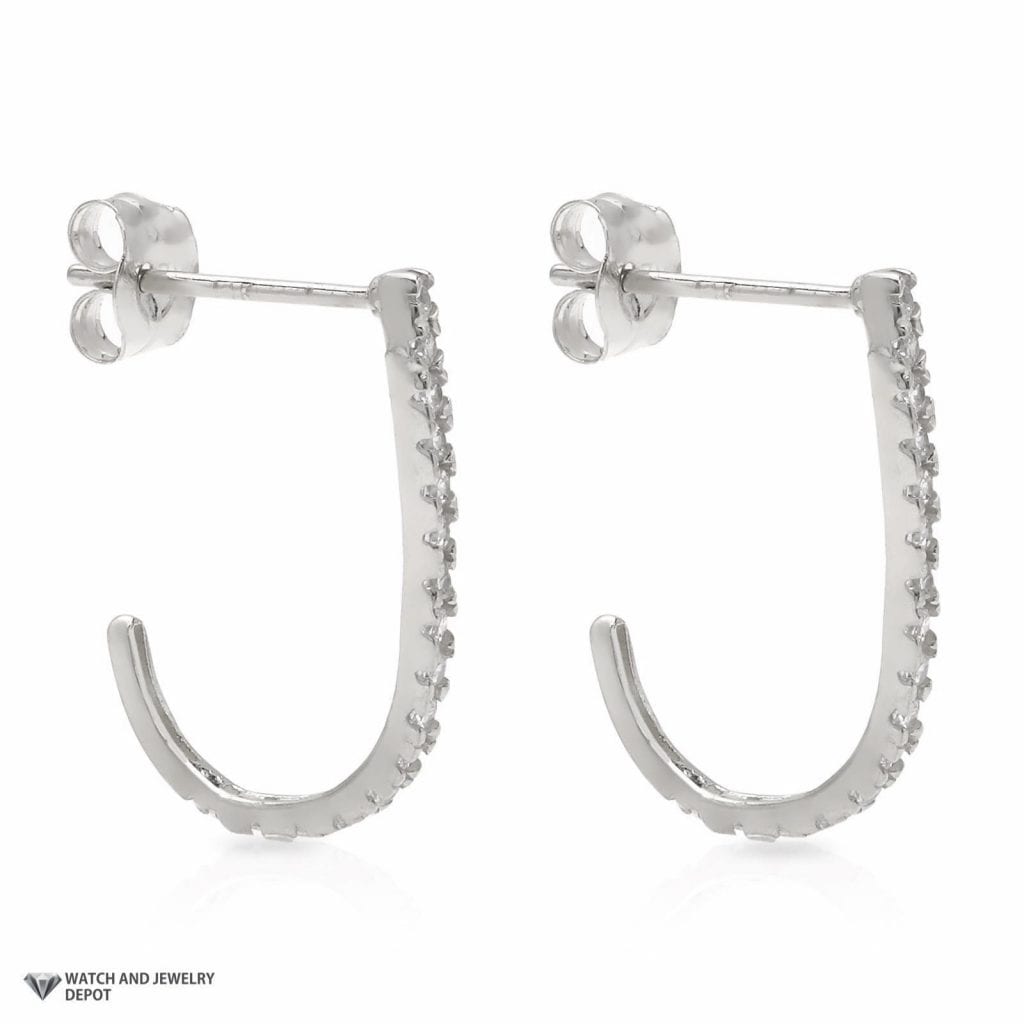 0.40Ct Created Diamond 14K White Gold Rounded Suspender J Hook Earrings