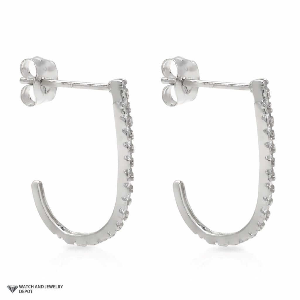 0.40Ct CZ 14K White Gold Rounded Suspender J Hook Earrings