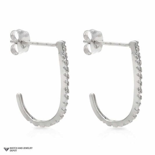 0.40Ct CZ 14K White Gold Rounded Suspender J Hook Earrings