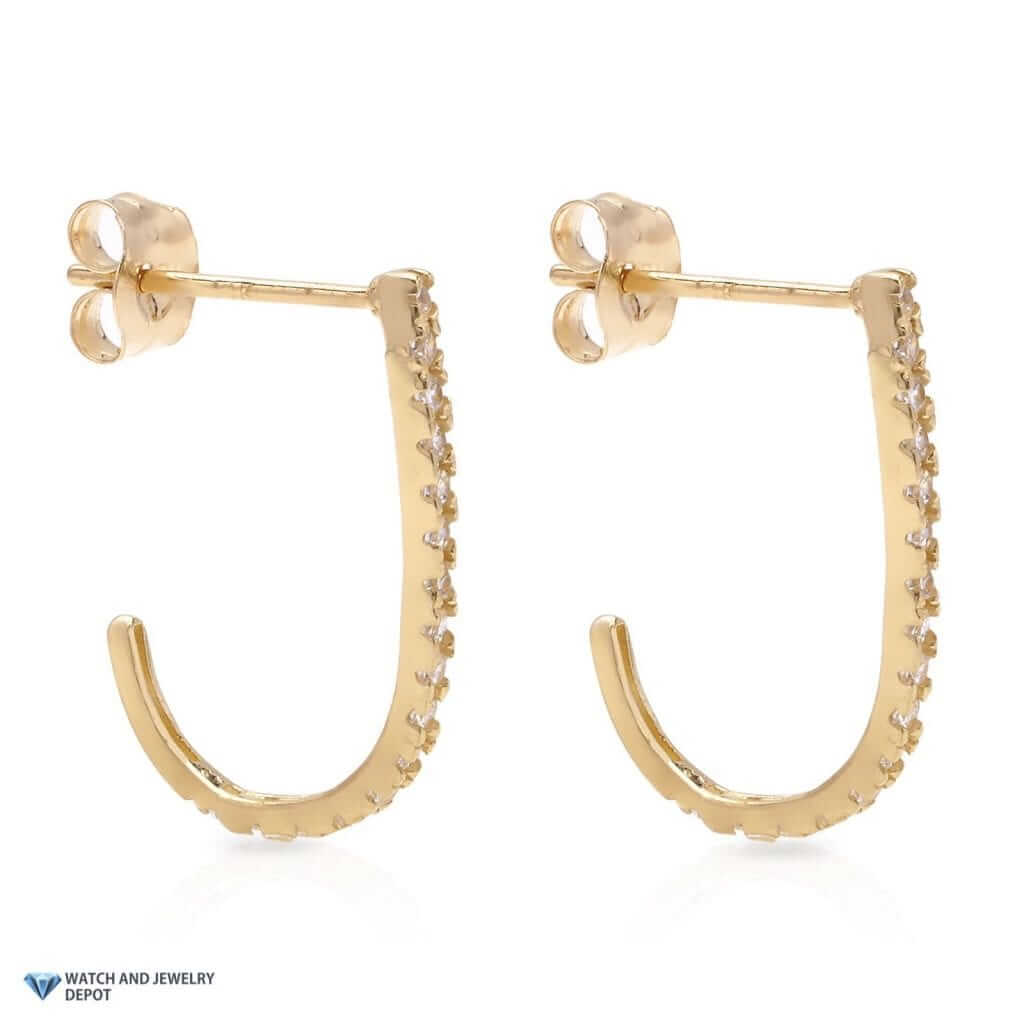 14K Yellow Gold 0.40Ct CZ Suspender J Hook Push Back Earrings