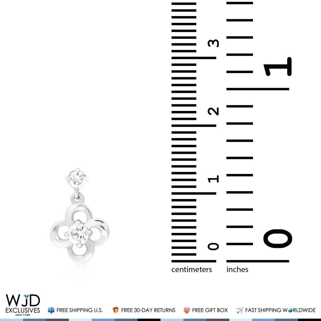 14K White Gold 0.40Ct CZ Flower Dangle Earrings