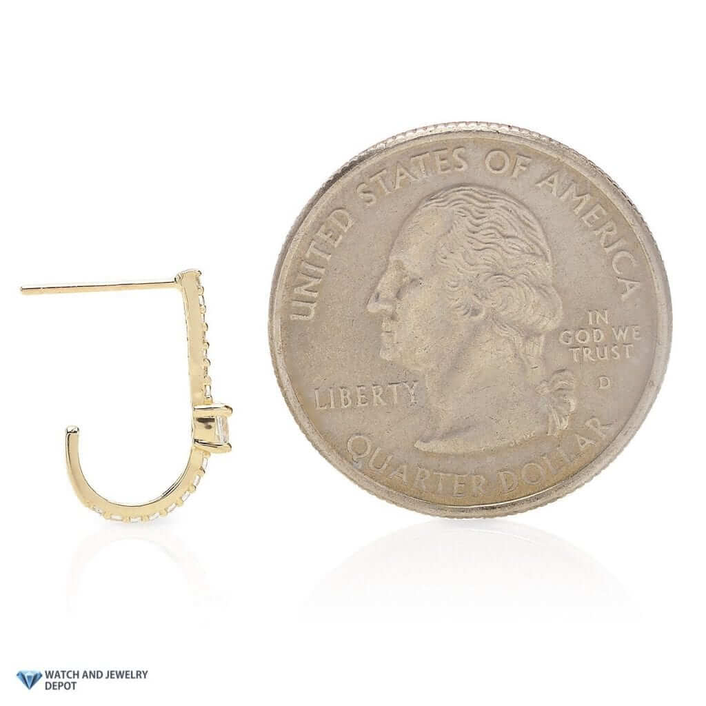 0.5Ct CZ 14K Yellow Gold J Hook Suspender Earrings