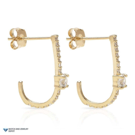 0.5Ct CZ 14K Yellow Gold J Hook Suspender Earrings