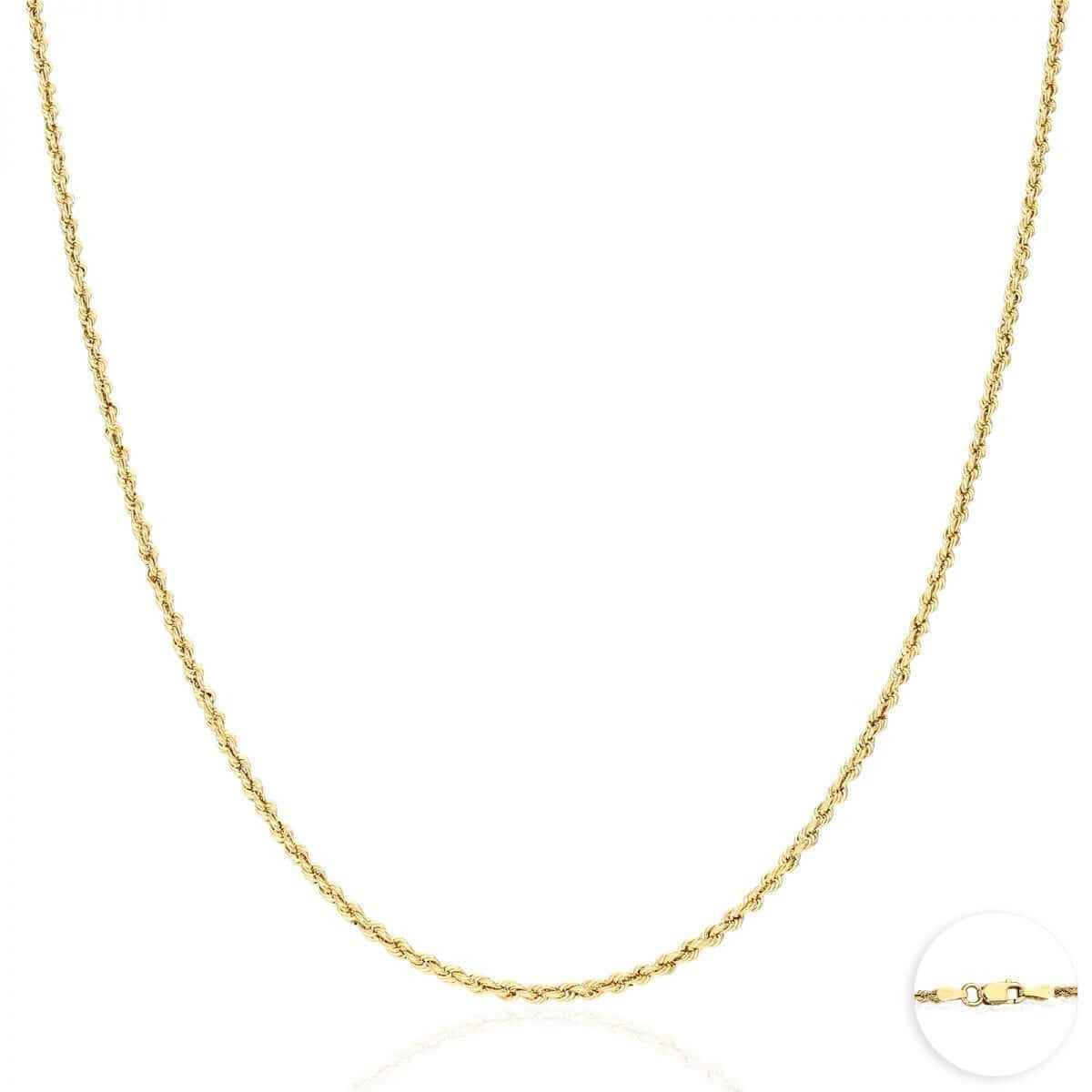 Kids 14K Yellow Gold 1.8mm-3mm Rope Chain (Hollow) 16"-20"