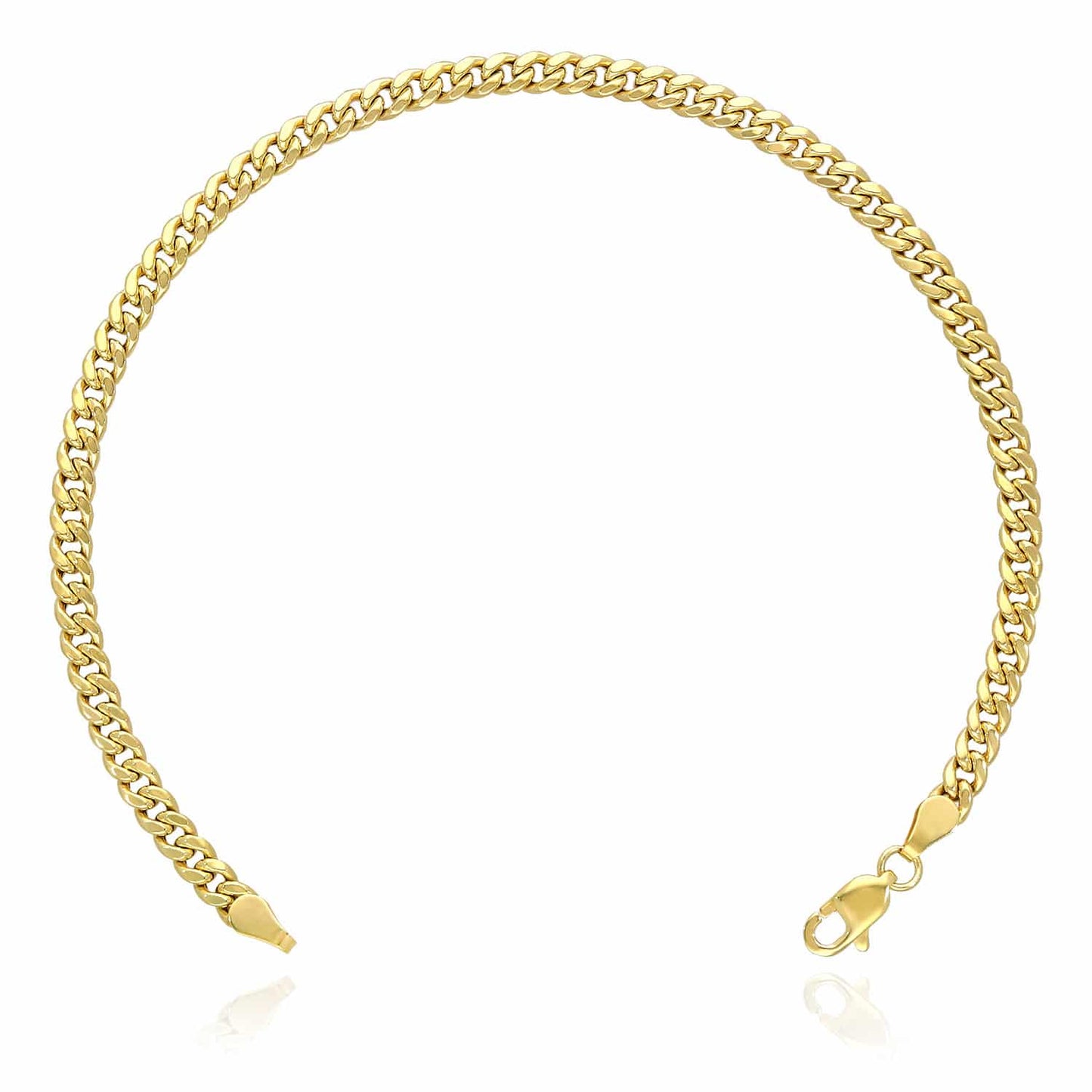 10K Gold 3.7mm Hollow Miami Cuban Bracelet 8"