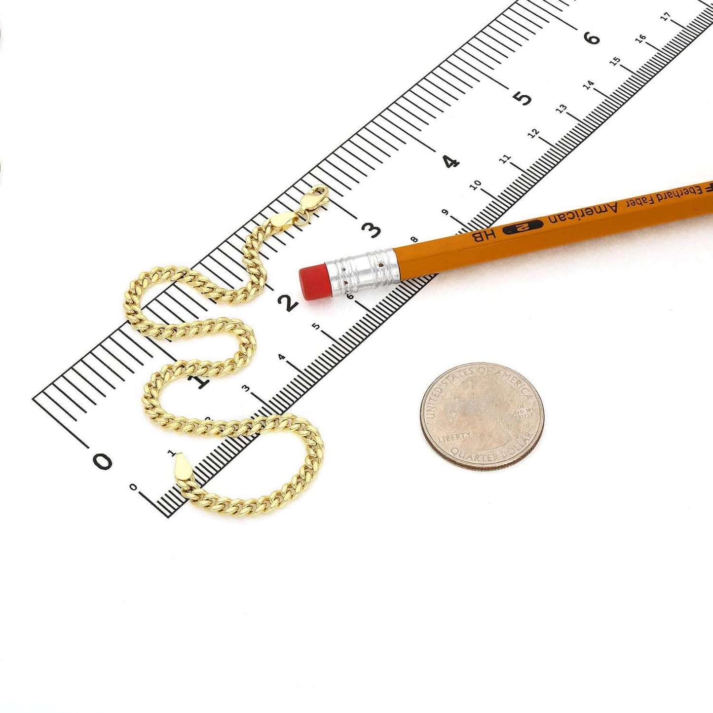 10K Gold 3.7mm Hollow Miami Cuban Bracelet 8"