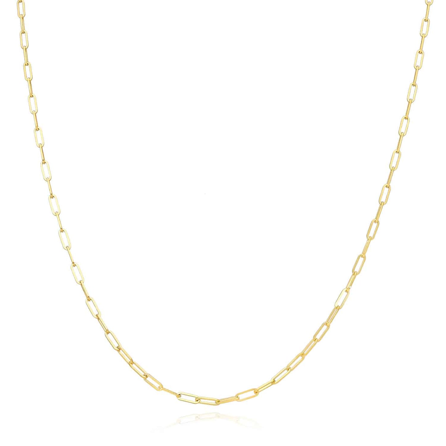 14K Gold 1.5mm Paperclip Chain Necklace 16"-24"