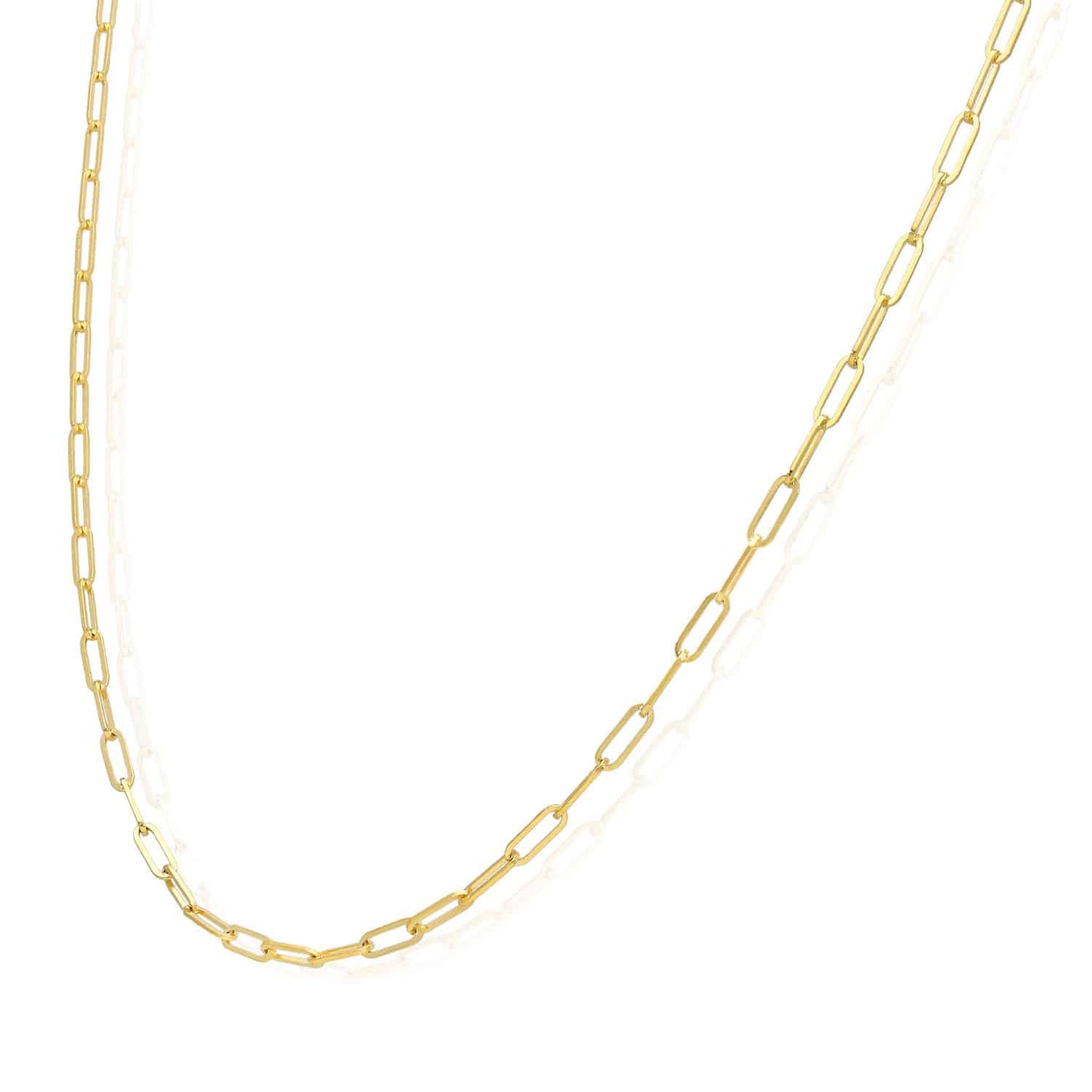 14K Gold 1.5mm Paperclip Chain Necklace 16"-24"
