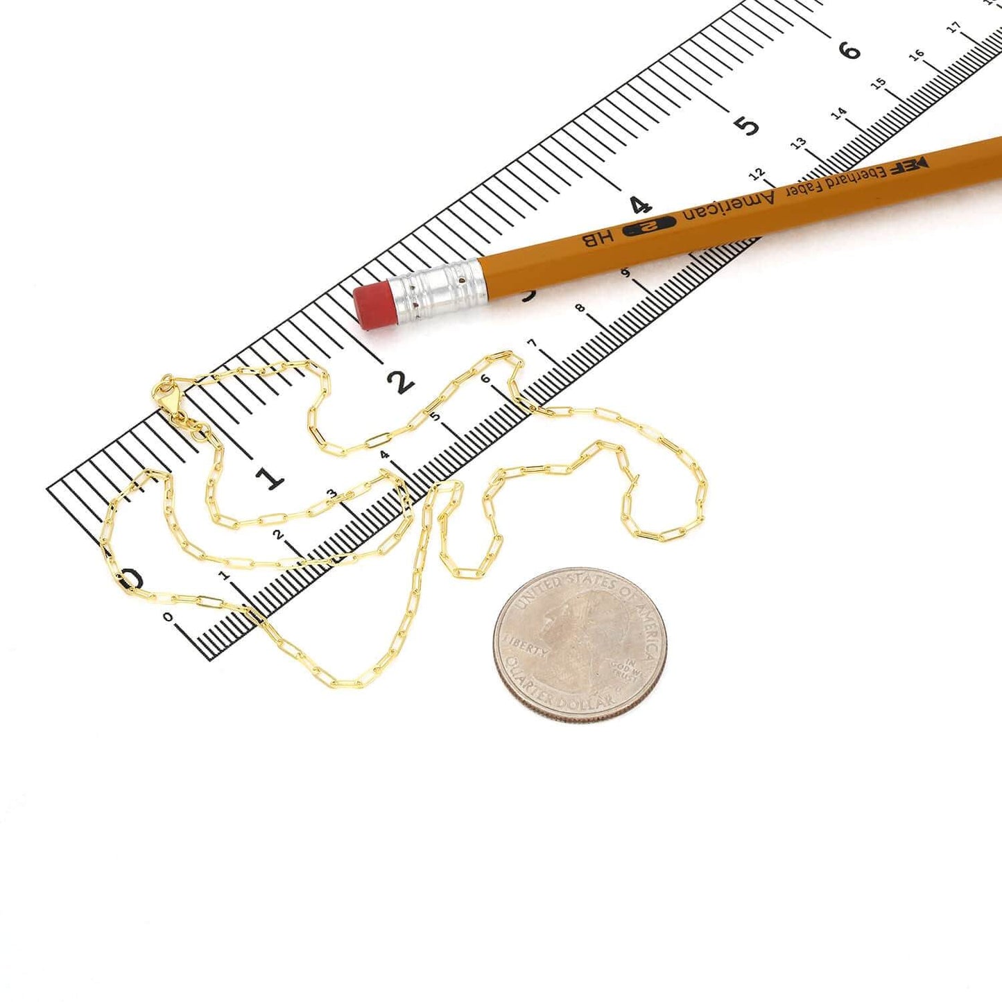 14K Gold 1.5mm Paperclip Chain Necklace 16"-24"