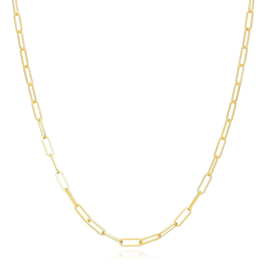 14K Yellow Gold 2.5mm Paperclip Chain (Hollow) 18", 20", 24"