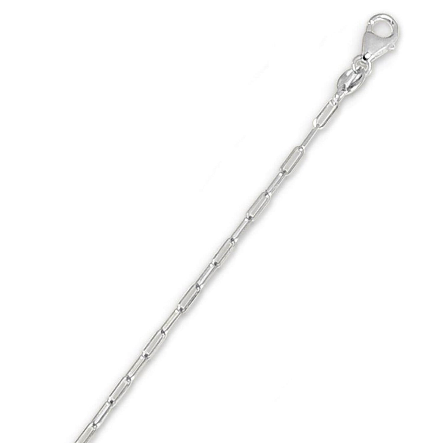 14K White Gold 1.5mm Hollow Paperclip Chain Necklace 16"-24"