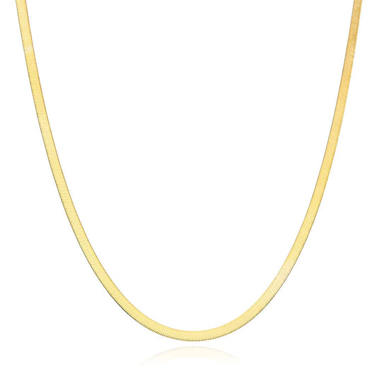 14K Yellow Gold 3mm Imperial Herringbone Chain (Solid Links) 16"-24"