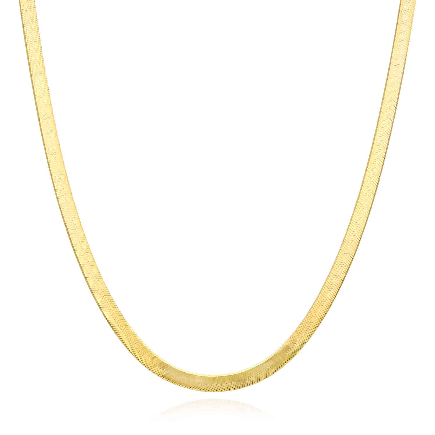 14K Yellow Gold 4mm Imperial Herringbone Chain (Solid Links) 16