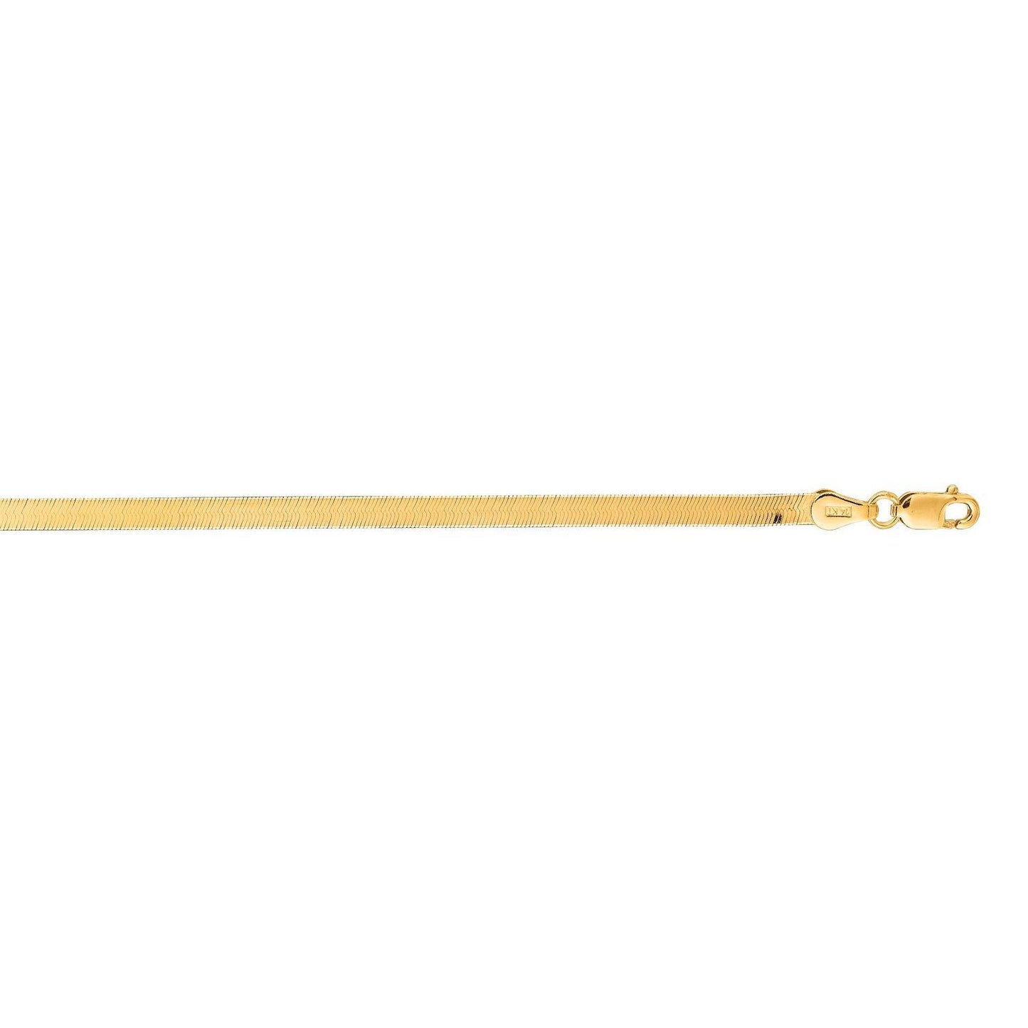 Solid 14K Yellow Gold 3mm Imperial Herringbone Bracelet 7"-8"