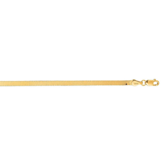 14K Yellow Gold 3mm Imperial Herringbone Bracelet (Solid Links) 7"-8"