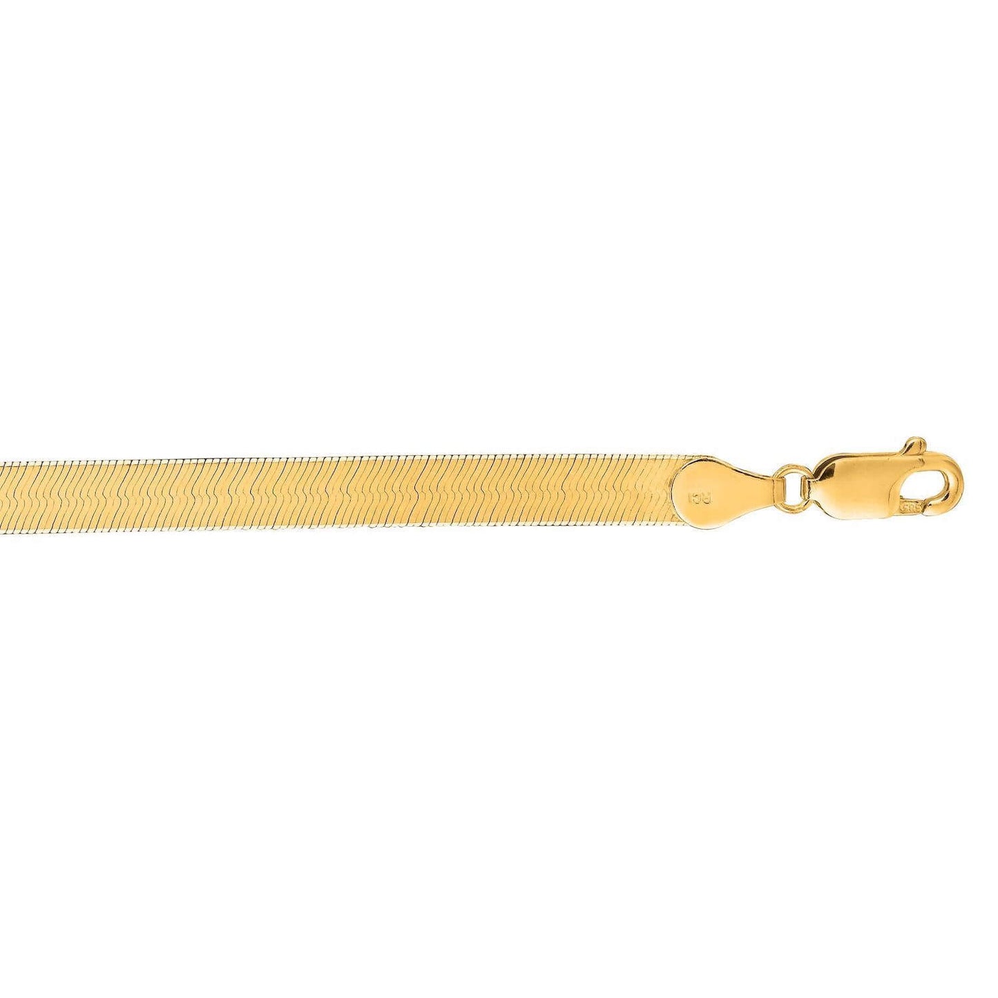14K Real Gold 6mm Imperial Herringbone Bracelet 7" 8"