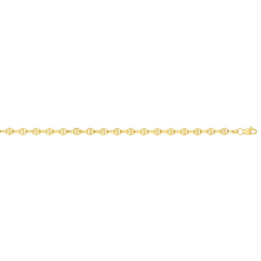 14K Yellow Gold 4.5mm Puffed Anchor Mariner Chain (Hollow) 20"-24"