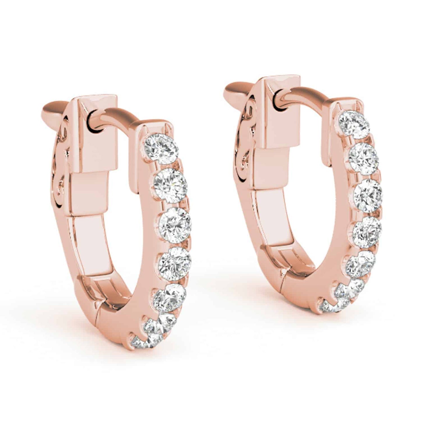 0.15CTW Real Diamond 14K Real Gold Huggie Hoop Single Earring 14mm (Half a Pair)