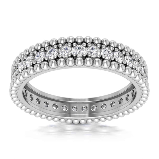0.65CTW Lab-Grown Diamond 18K Gold White 4.2mm Ball Bead Eternity Band Ring