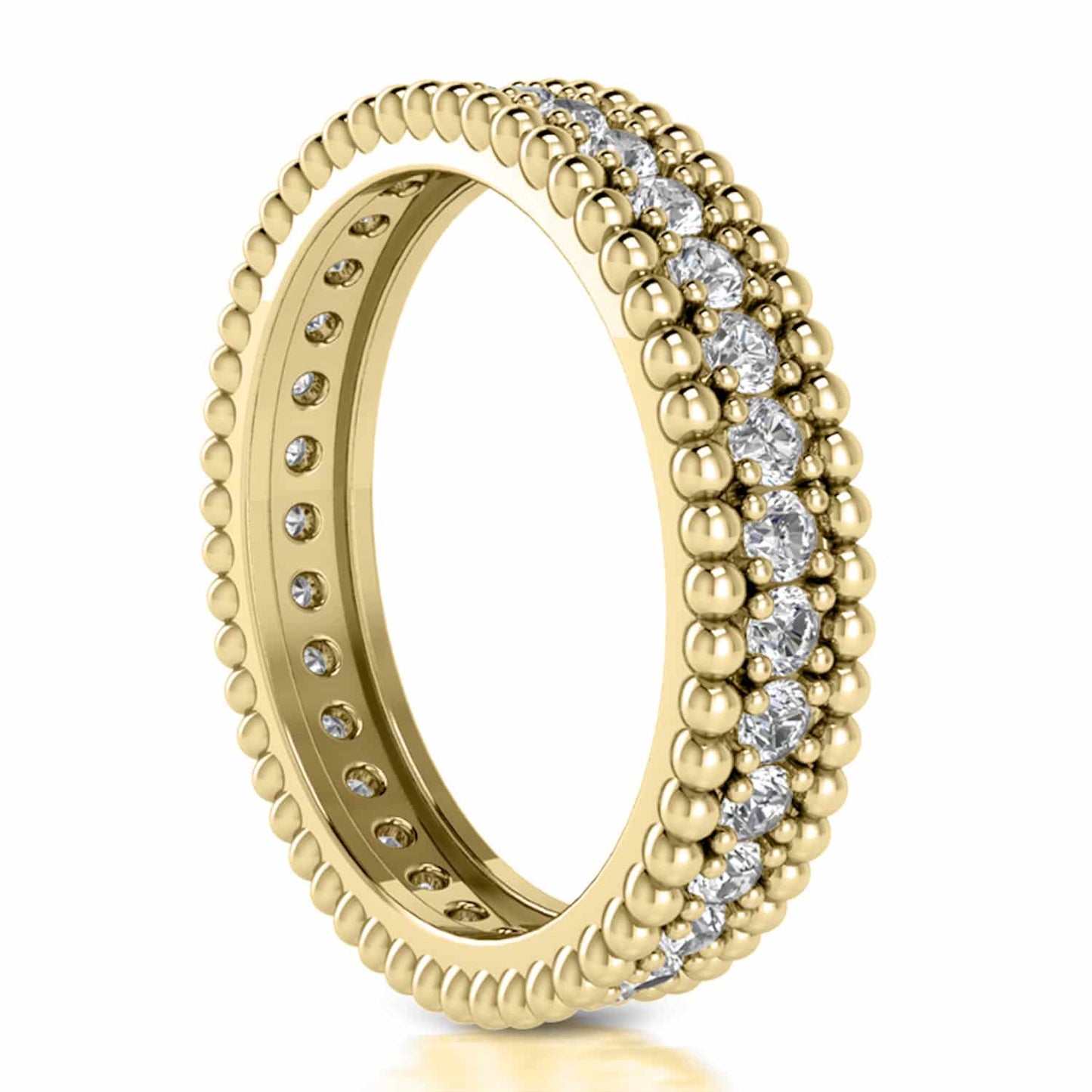 0.65CTW Lab-Grown Diamond 18K Gold Yellow 4.2mm Eternity Ball Wedding Band Ring