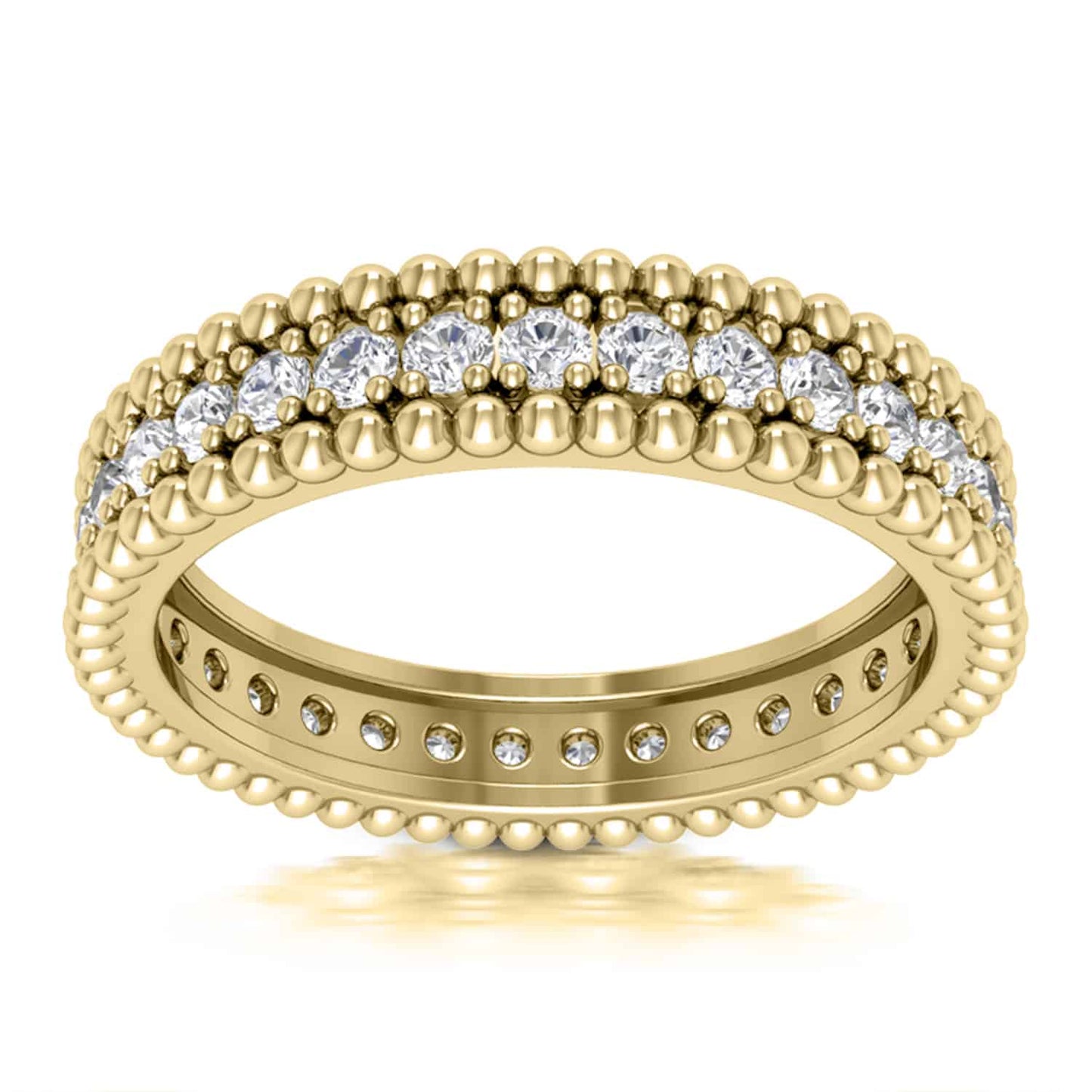 0.65CTW Lab-Grown Diamond 18K Gold Yellow 4.2mm Eternity Ball Wedding Band Ring