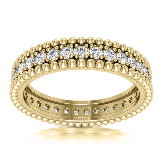 0.65CTW Lab-Grown Diamond 18K Gold Yellow 4.2mm Eternity Ball Wedding Band Ring