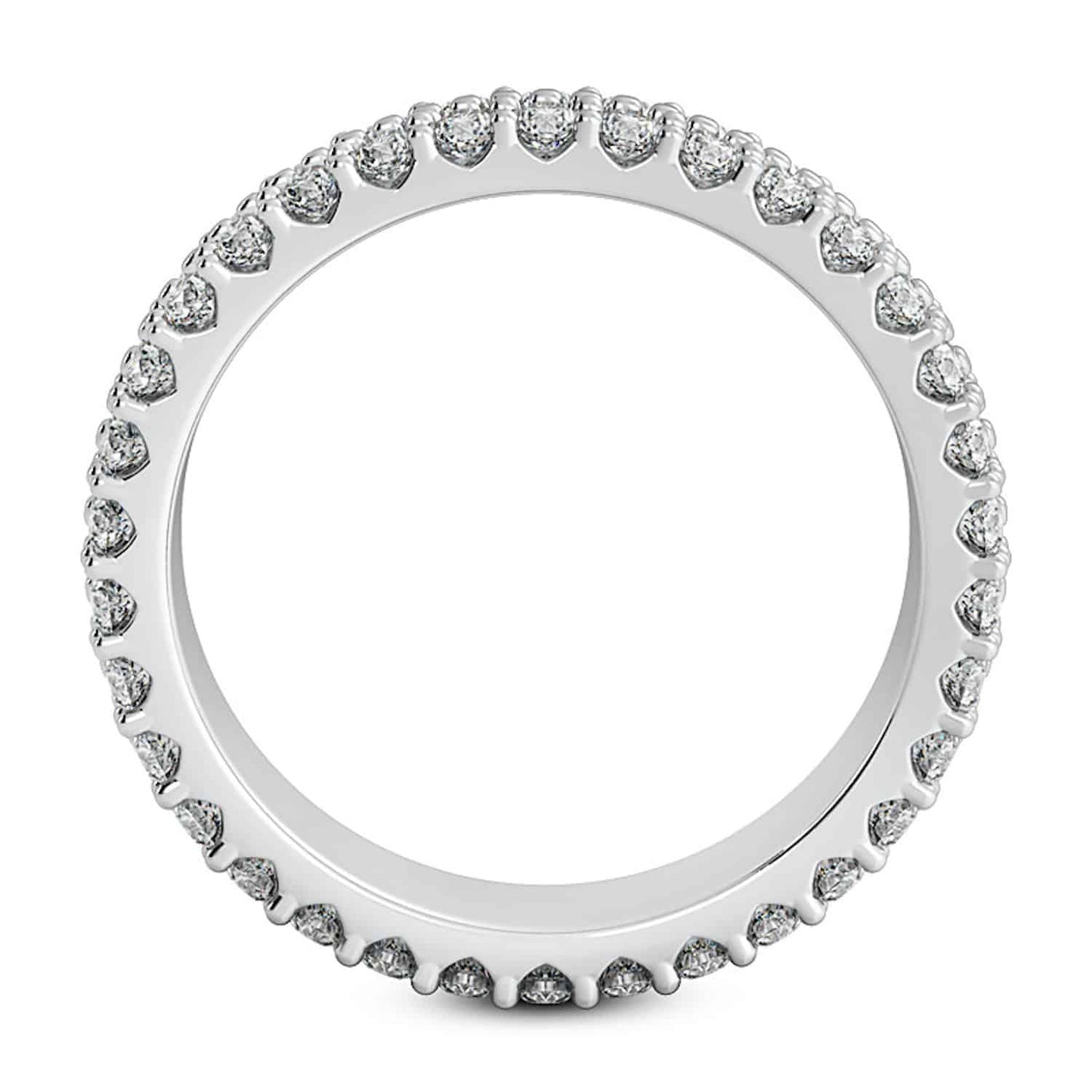 0.84CTW Real Diamond 18K Gold White Two Row Prong Eternity 4mm Wedding Band