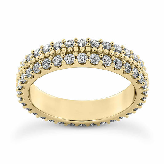 0.84CTW Natural Diamond 18K Gold Double Row Prong Eternity 4mm Wedding Band