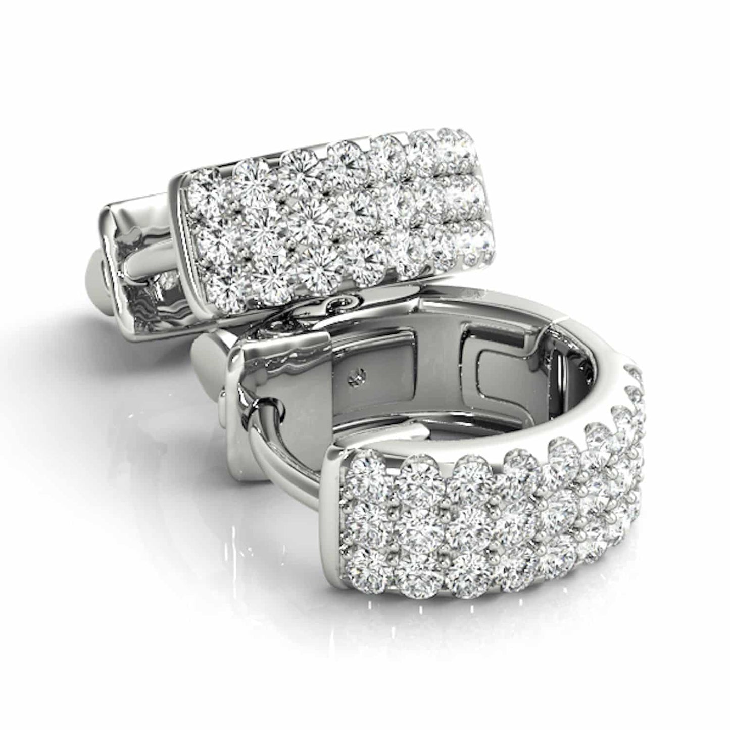 0.50CTW Natural Diamond 14K Yellow White Gold Huggie Hoop Earrings 13mm
