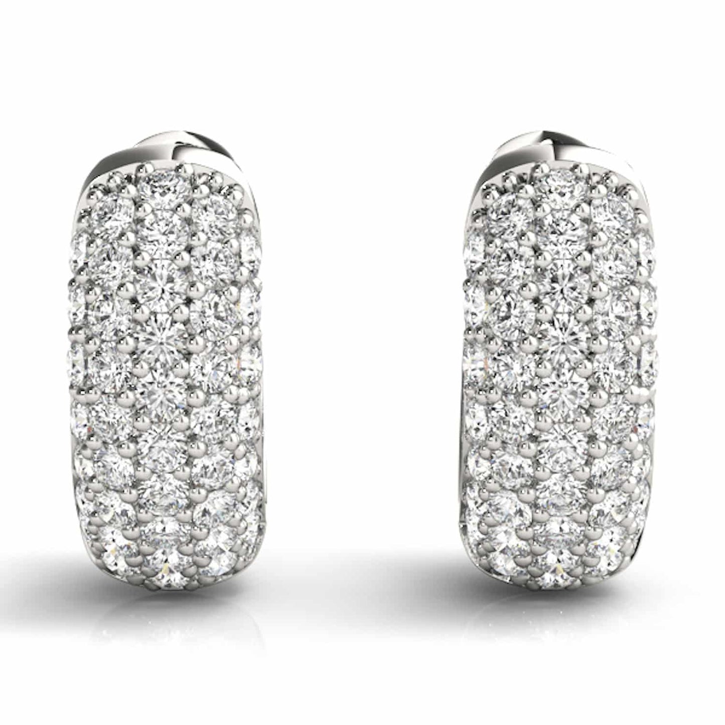 0.90CTW Real Diamond 14K Yellow & White Gold Pave Huggie Hoop Earrings 13mm
