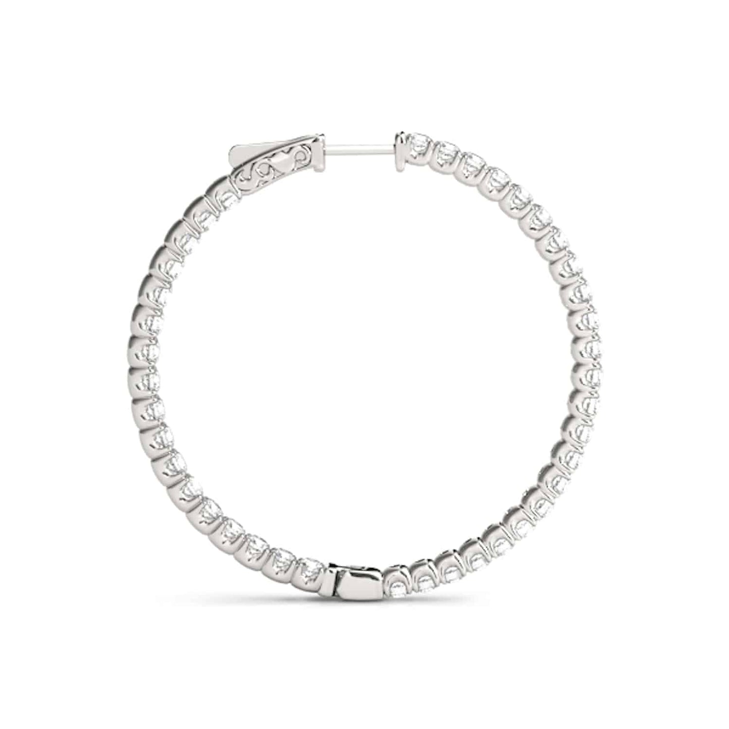 .7CTW Real Diamond 14K Yellow White Gold Inside-Out Hinged Hoop Earrings 30mm