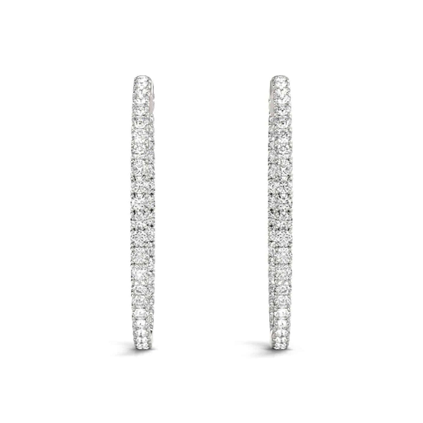 .7CTW Real Diamond 14K Yellow White Gold Inside-Out Hinged Hoop Earrings 30mm