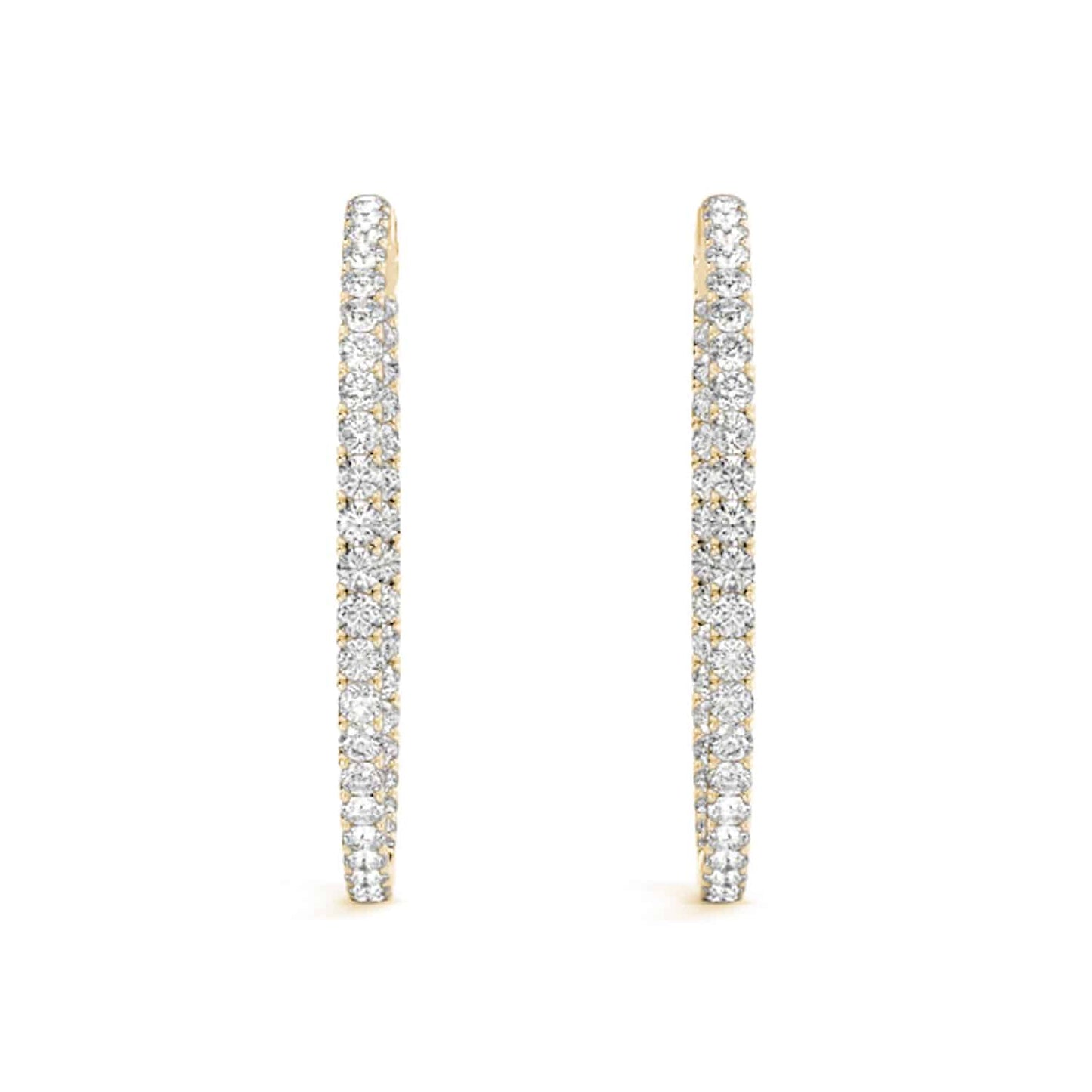 .7CTW Real Diamond 14K Yellow White Gold Inside-Out Hinged Hoop Earrings 30mm