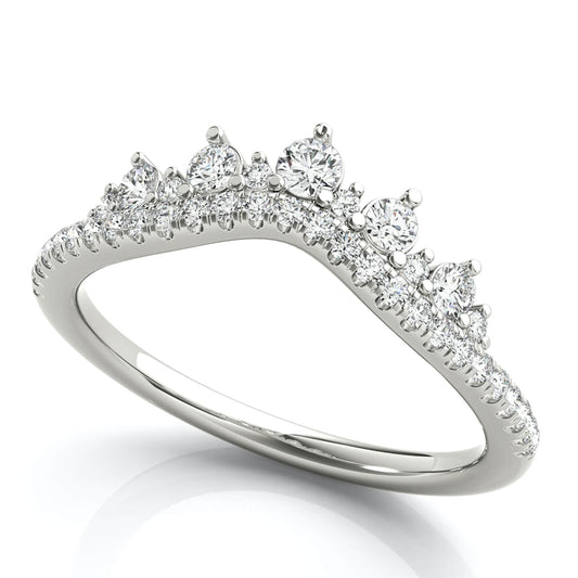 0.50CTW Lab-Grown Diamond 18K Gold White Chevron Wedding Band Ring