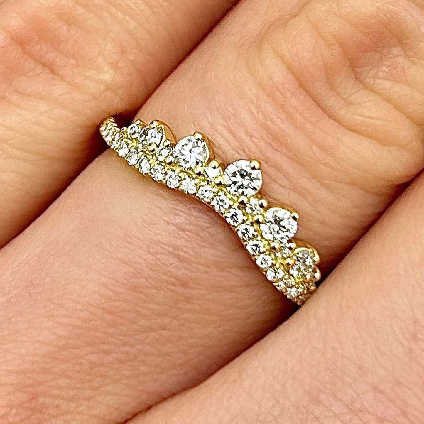 0.50CTW Lab Grown Diamond 18K Gold Chevron Wedding Band Ring