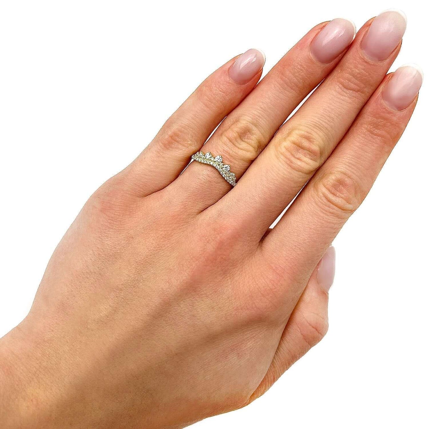 0.50CTW Lab Grown Diamond 18K Gold Chevron Wedding Band Ring