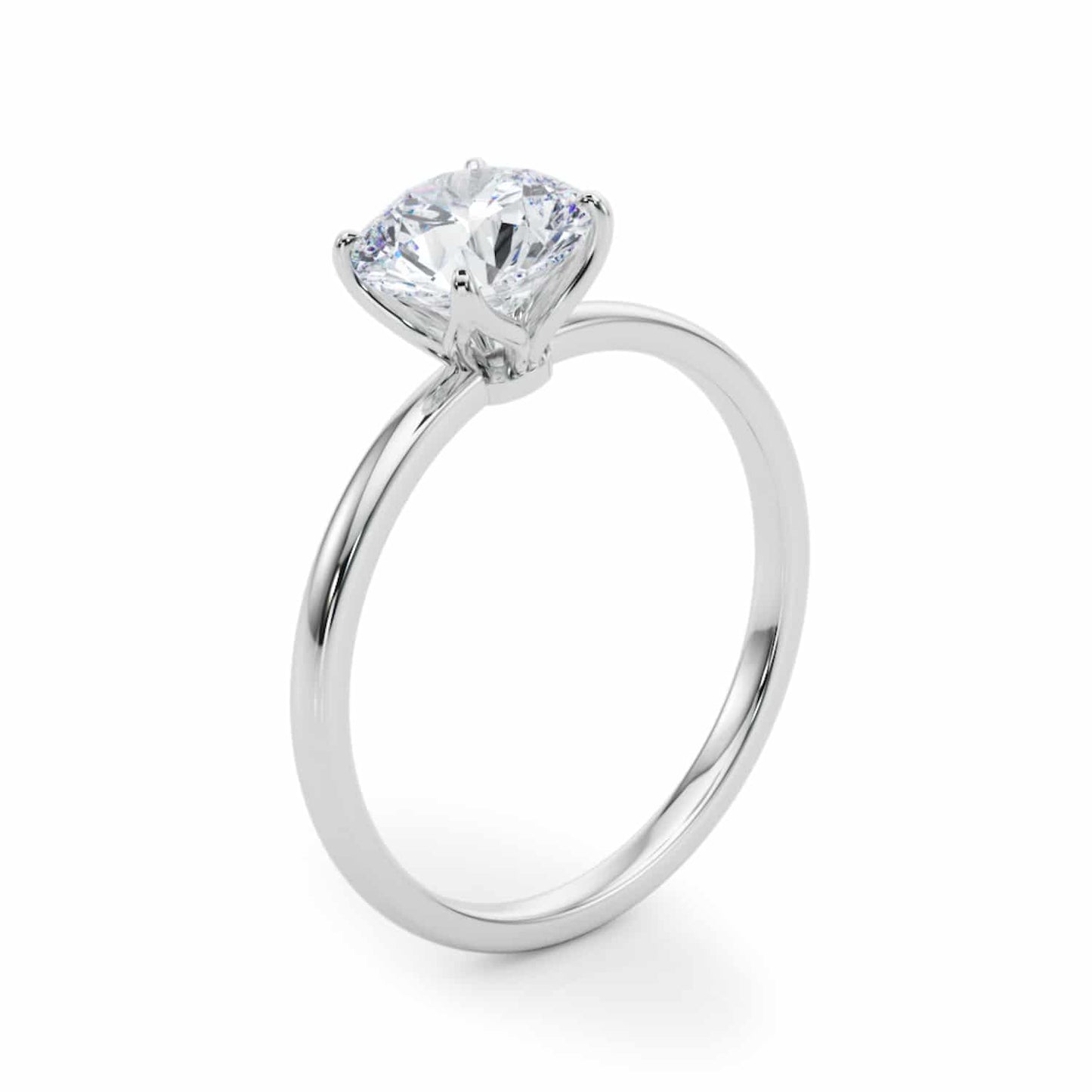 1CT Round Real Moissanite 18K Gold White Classic Solitaire Engagement Ring