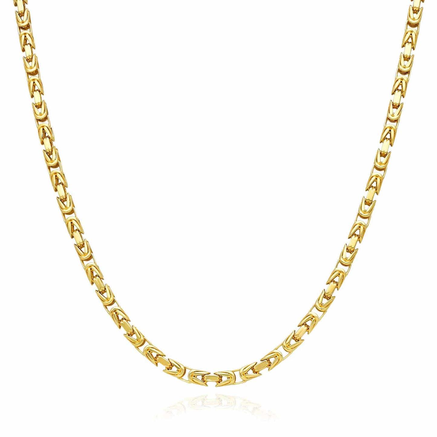 10K Solid Yellow Gold 4mm Byzantine Chain Necklace 20"-26"