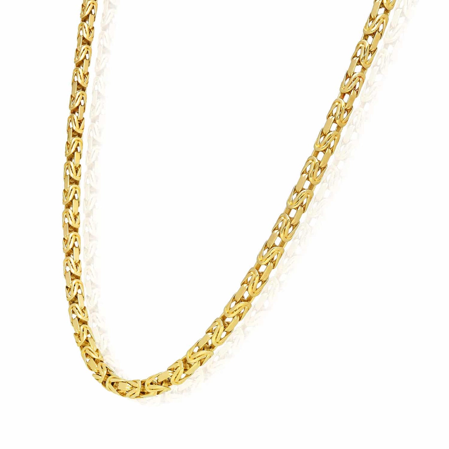 10K Solid Yellow Gold 4mm Byzantine Chain Necklace 20"-26"