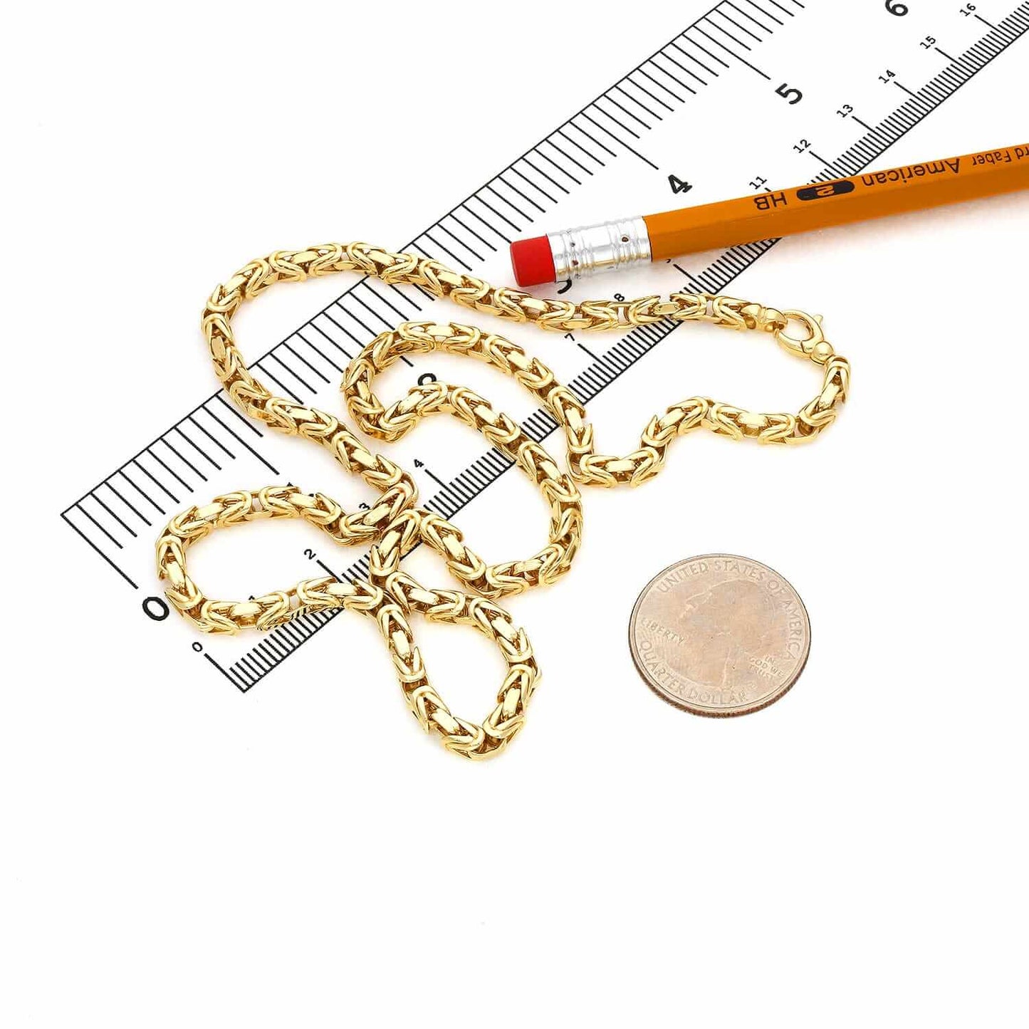10K Solid Yellow Gold 4mm Byzantine Chain Necklace 20"-26"