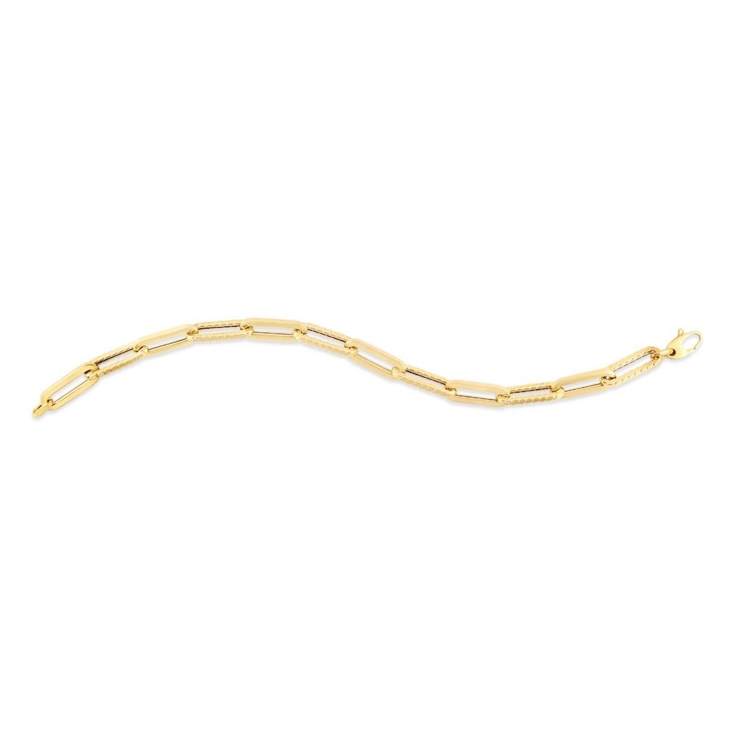 14K Gold Yellow 7mm Hollow Paperclip Bracelet 7.5"