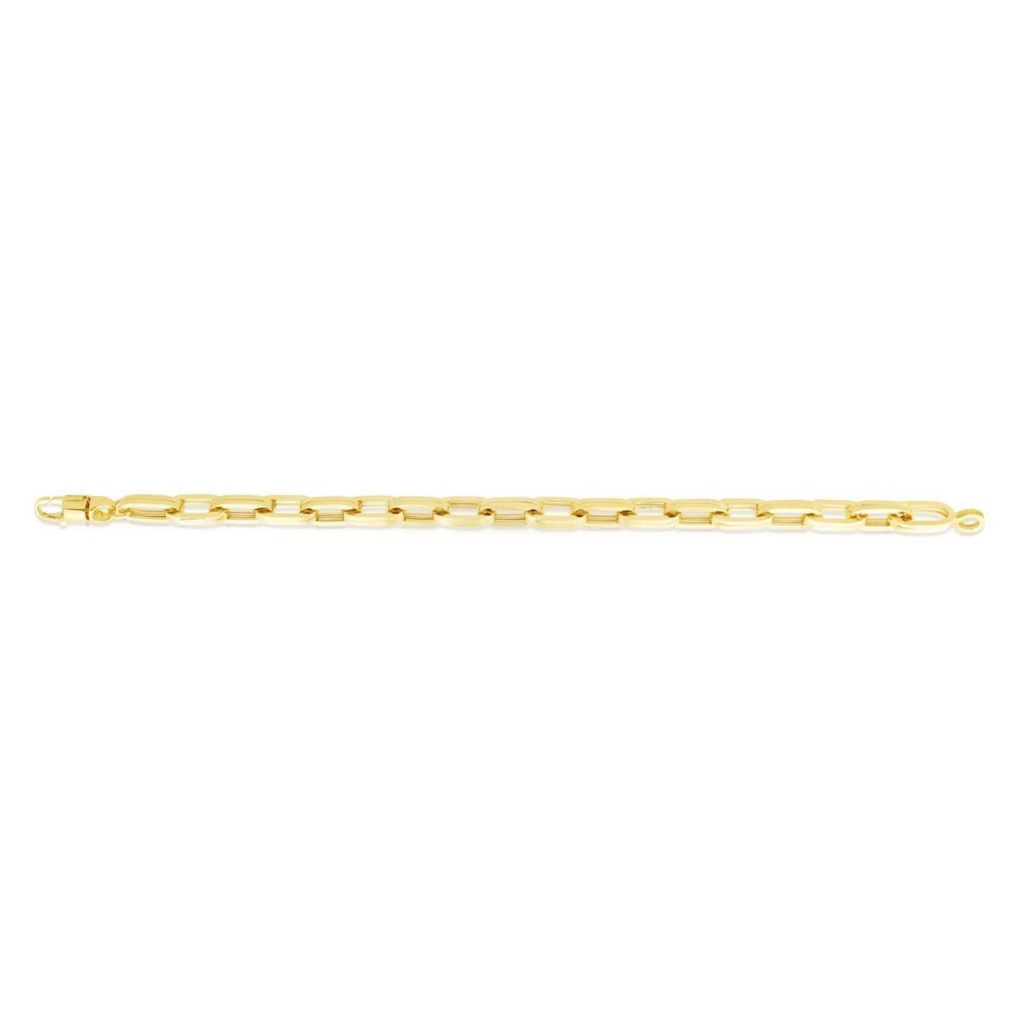 14K Yellow Gold 7.5mm Hollow Paperclip Men's Bracelet 8.5"
