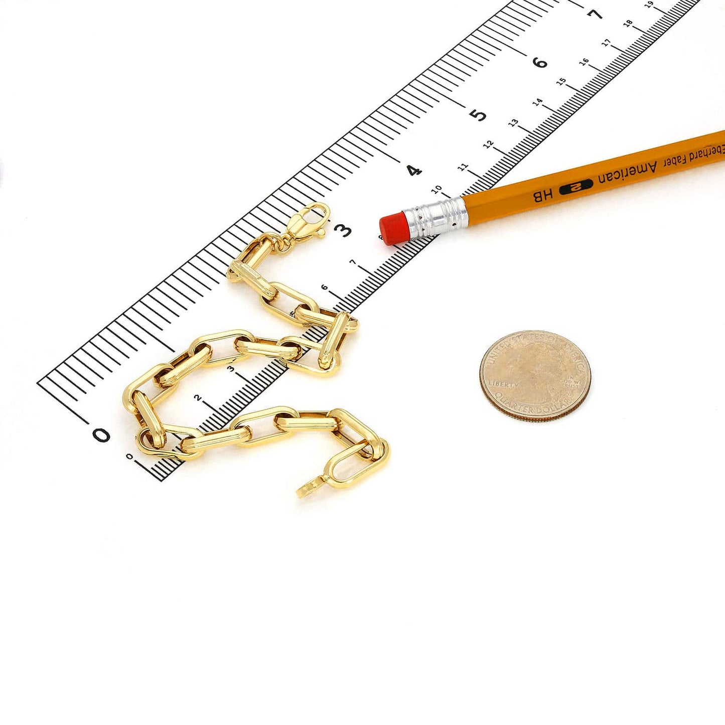 14K Gold Yellow 7mm Men's Paperclip Bracelet 8.5"